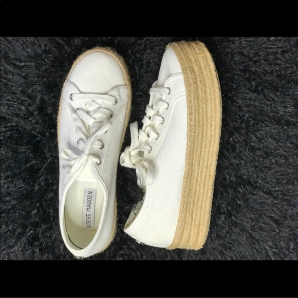 white canvas platform sneakers